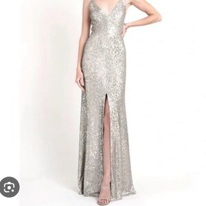 Jenny Yoo Silver/Nude Bridesmaids Dress - Size 18